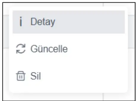 EKOMVET kayıt işlemler sütunu ekran görüntüsü