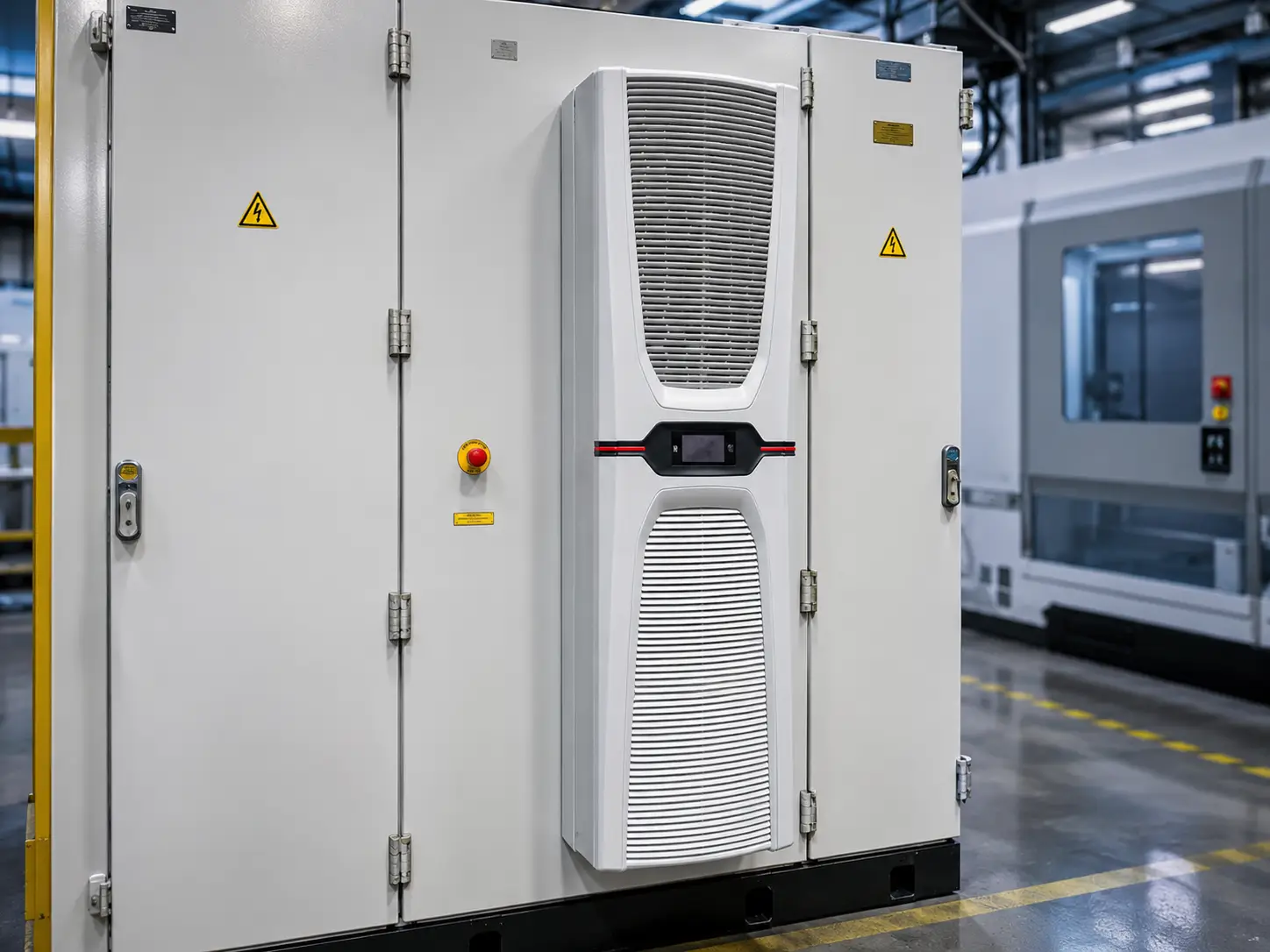 Endüstriyel elektrik panosuna monte edilmiş profesyonel pano kliması — kompakt yan montaj çözüm