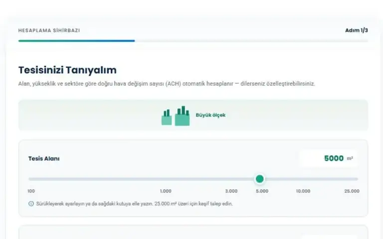 Evaporatif soğutma kapasite hesaplama sihirbazı ekran görüntüsü