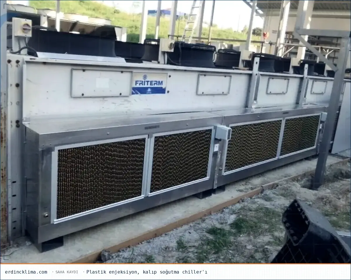 Plastik enjeksiyon tesisinde kalıp soğutma chiller grubu ve ön soğutma pedleri, saha kaydı