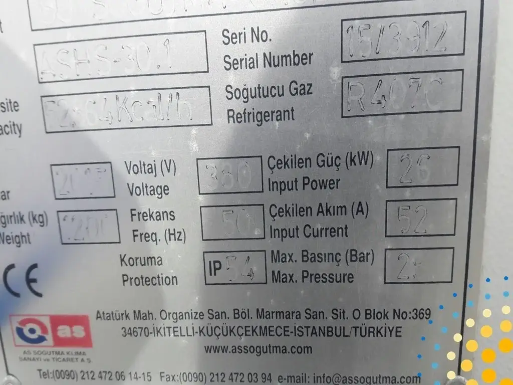 As Soğutma Chiller 54864kcalh